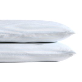 Laura Ashley Home - Standard Pillowcase Set, Breathable Percale Cotton Bedding, Crisp & Cool Home Decor (Ramona Blue, 2 Piece) (USHSHC1226257)