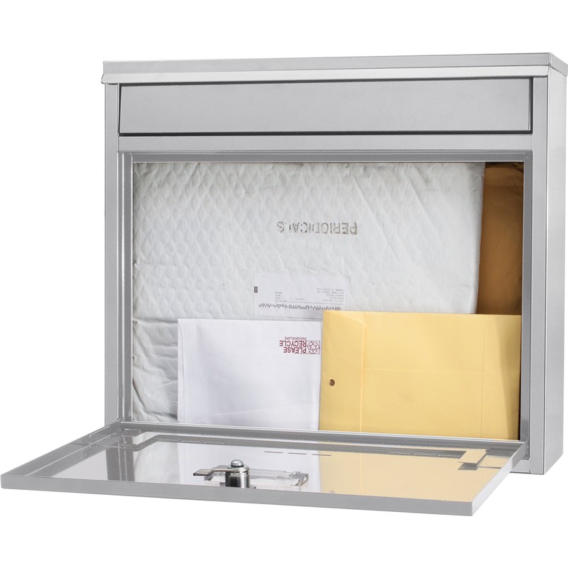 BARSKA CB13252 Locking Wall Mount Mailbox, Grey, Medium, 3.6" x