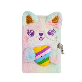 YankMooM Fox Diary with Lock for Girls, Pink Secret Kids Journal with Relief Pressing Toy Hardcover Fluffy Tie-Dye Notebook for Writing and Drawing