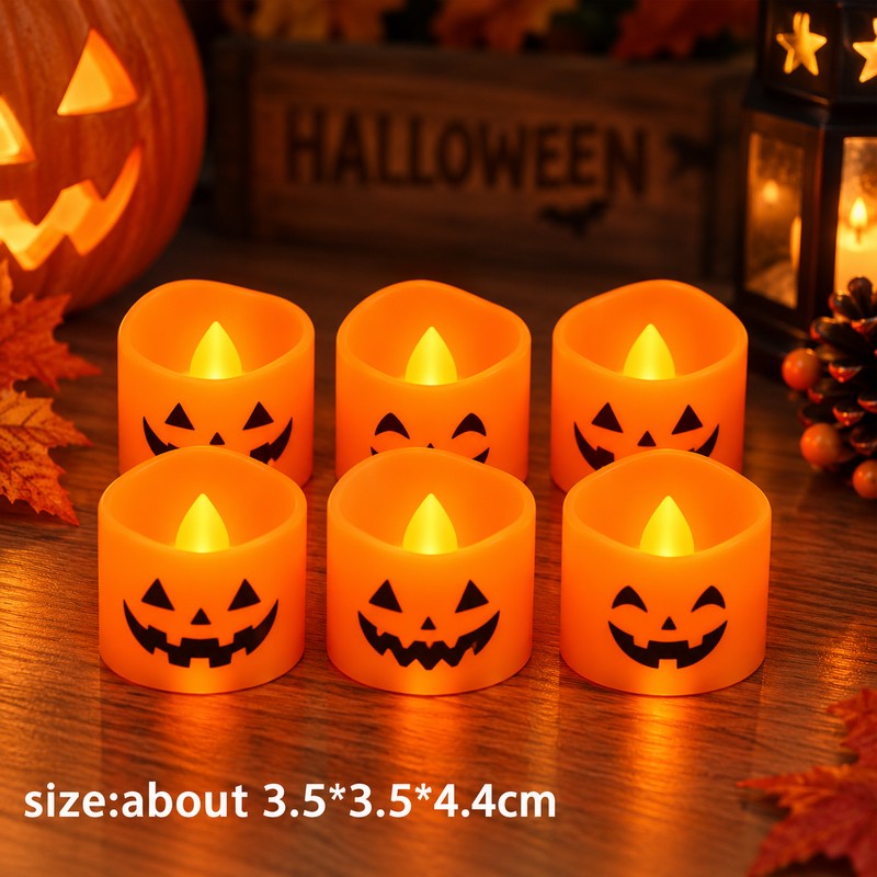 Halloween Pumpkin Lantern for Party Decor – Ghost Face Candle
