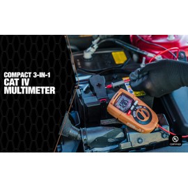 Southwire Multimeter Compact 3-in-1 - Built-In Voltage Detector & Flashlight - 10 Functions, Auto-Reset Fuse - CAT IV 600V - UL Listed