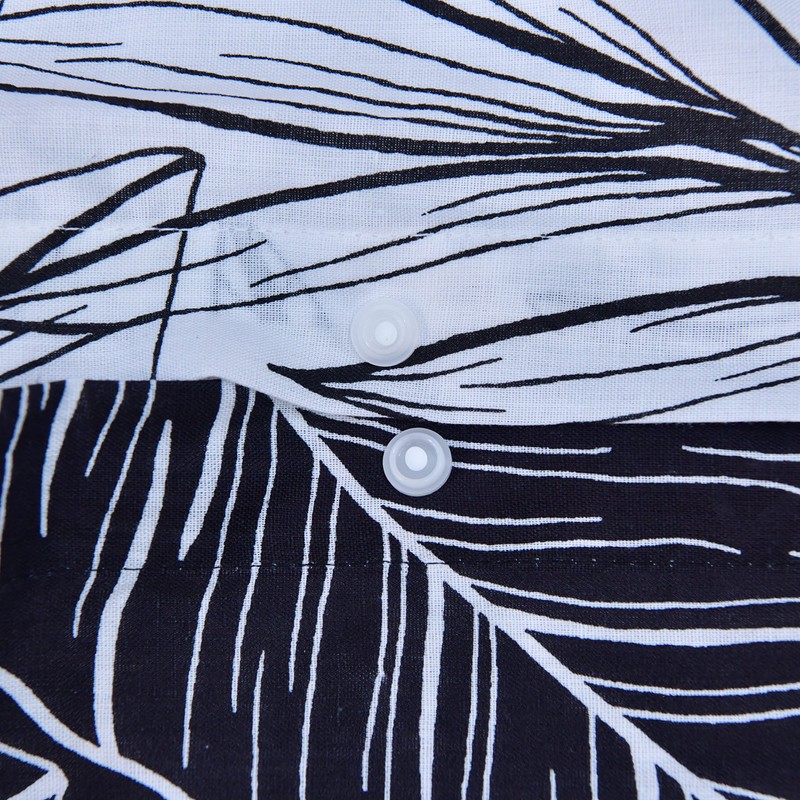 Sleepdown Tropical Palm Tree Floral Mono White Black Reversible Soft