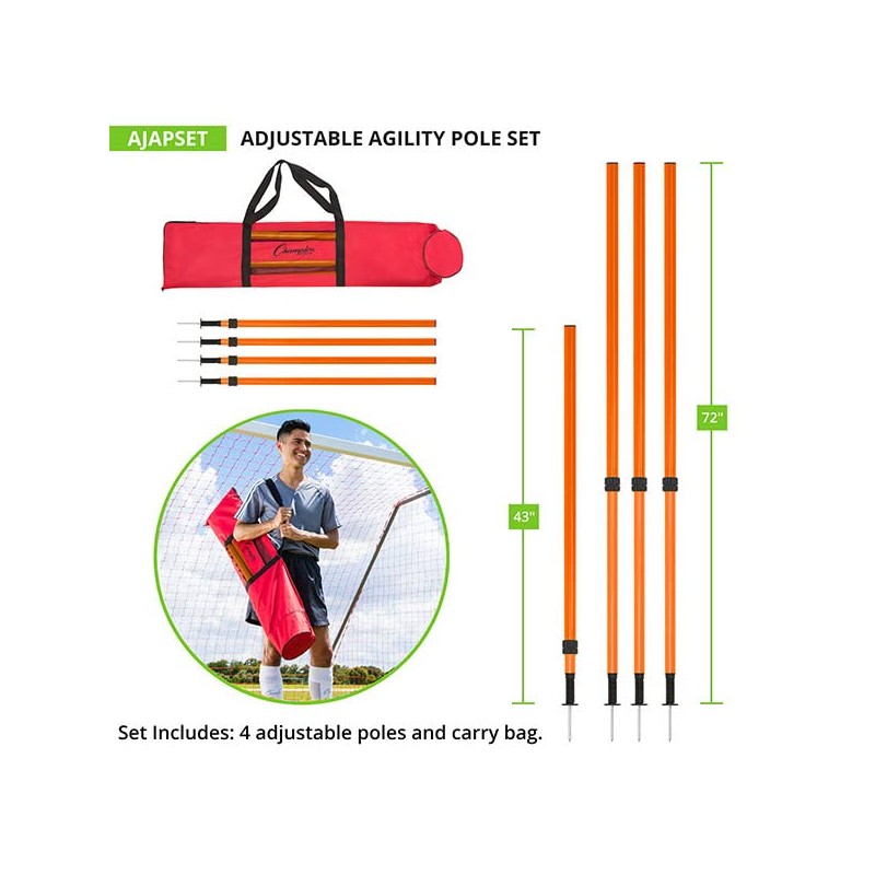 Champion Sports AJAPSET Adjustable Agility Pole Set