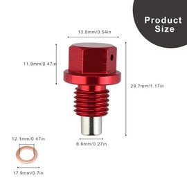 MYLERCT Magnetic Oil Drain Plug, Pack of 3 Coloured Magnetic Drain Plug Oil, Universal Oil Drain Plug with Sealing Ring for Most Cars Boats Motorcycles (M12 x 1.5)