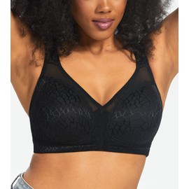 HACI Women's Full Coverage Minimizer Bra Non Padded Wirefree Full Figure Plus Size Bras for Large Bust(40C, Black)