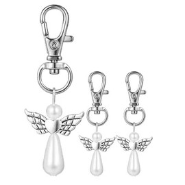 NCONCO Juego de 50 Recuerdos de Bautizo Incluye 50 Llaveros Angel 50 Etiquetas de Agradecimiento y 50 Paquetes de Organza de Cuerda de Extracción para Cumpleaños Fiesta Bautismo