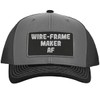 Wire-Frame Maker AF - Leather Black Patch Engraved Trucker Hat,