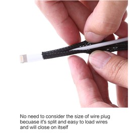 Alex Tech Self-Locking Cable Conduit Woven Cable Sheath Cable Protector Cuttable Black for TV Computer Home Cinema Automotive Cable Home and Office 3 mm – 3.1 Metres