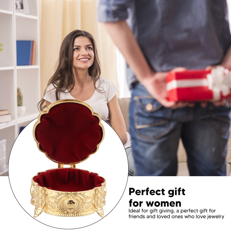Metal Jewelry Box Innovative Light Luxury Shell Flower Round Trinket