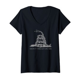 Womens Don’t' Tread On Me Shirts For Men Gadsden Flag Grey Snake V-Neck T-Shirt