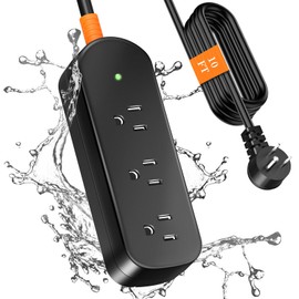 Outdoor Power Strip Weatherproof, 10FT Outdoor Extension Cord, IPX6 Waterproof Surge Protector with 3 Wide Outlets, Shockproof Overload Protection for Camping, Garden, Industrial, Home Power Strip