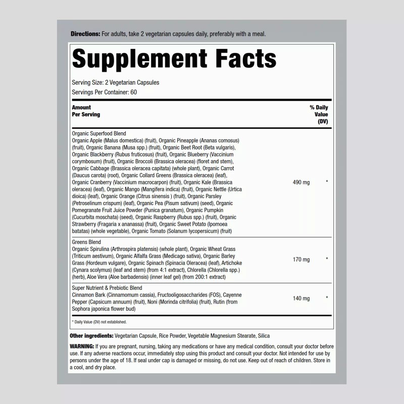 Piping Rock Fruits and Veggies Supplement | 120 Capsules |