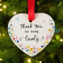 COLOFALLA Thank You Gift Small Thank You Gifts for Women Heart Shaped Hanging Plaque for Friends Nurse Teacher Colleague Christmas Gifts Thank You for Being Lovely