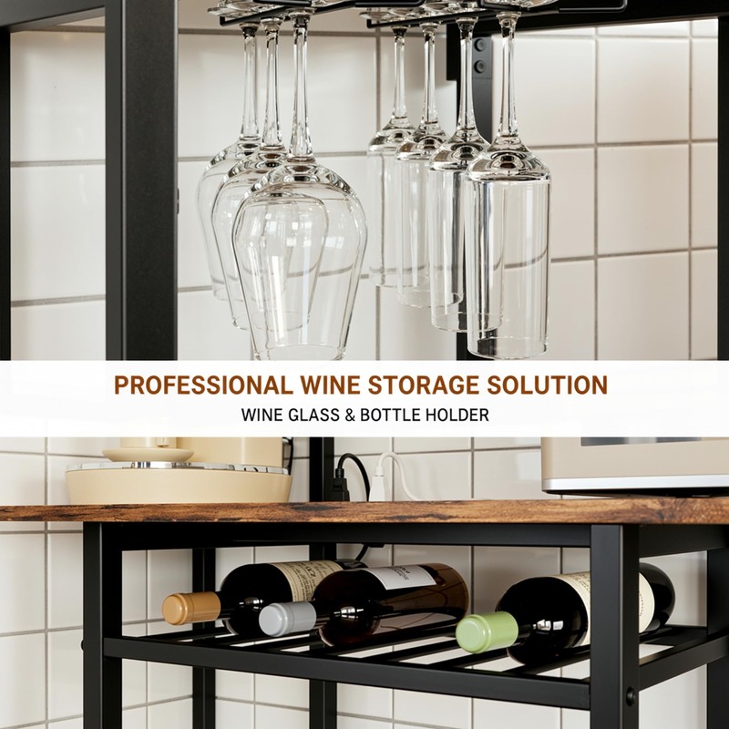 IRONCK Large Bakers Rack with Power Outlet, 6-Tier Corner Microwave