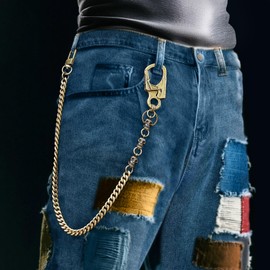 Ahiller Men's Wallet Chain with Carabiner, Heavy Skull Trouser Chain, Biker Anti-Theft Chain for Purse Chains, Key Chain and Jeans Chain, Llt-bk-bronze-1p