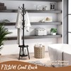 FILWH Freestanding Coat Rack with Umbrella Organizer Tray Bamboo Coat