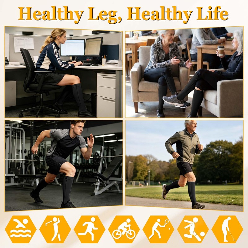 Myshear Zipper Compression Socks Medical, 15-20 mmHg Knee High Zip