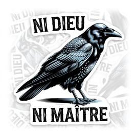 No Gods No Masters Sticker Ni Dieu Ni Maitre French Authoritarian Crow Anarchist Raven Waterproof Vinyl Sticker for Water Bottle Tumbler Hard Hat Helmet Car Laptop
