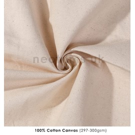 Neotrims Natural Cotton Canvas Fabric, 10 Ounces Black and Ecru for Embroidery, Painting, Medium Weight, Light Padding, 150 cm Wide. [Ecru, Canvas 297gsm, Sample 20 x 20 cm]