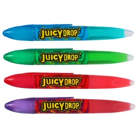 Juicy Drop Sour Candy Gel Pen, 12 Ct Sour Candy Gel Pens in Assorted Fruity Flavors, Full Size, Fun Sour Variety Pack For Party Favors, Birthday Parties, Goodie Bags, Gifts for Kids