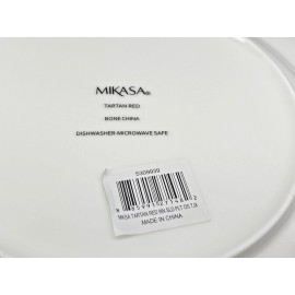 Mikasa Bone China TARTAN RED Plaid Christmas Salad Plates 9" NEW (Set of 4)