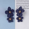 Cimenexe Bohemian Resin Flower Earrings Blue Enamel Flower Earrings Exaggerated