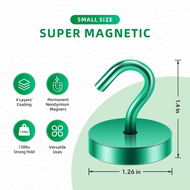 Neosmuk Magnetic Hooks, 120lb Extra Strong Magnet with Hook for