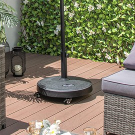 Tangkula 51 lbs Patio Umbrella Base with Wheels, 20.5 Inches Heavy Duty Round Outdoor Umbrella Stand for 10 ft Table Market Offset Umbrella, Fit Umbrella Pole 1.5-1.9 inches, Weighted Umbrella Base