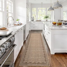 CAREMEE Scalloped Rug 2x6 Runners for Hallways, Solid Goffee Runner Rugs Non Slip Scalloped Bath Runner, Washable Rug for Bedroom Girls, Mat for Kitchen Floor Soft Dorm Nursery Carpet for Bedside