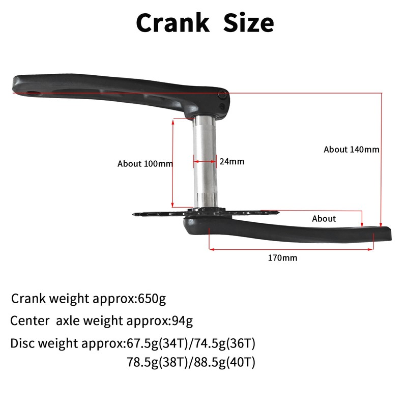 HAIKS 1x Mountain Bike Crankset 170mm with 36T Chainring &