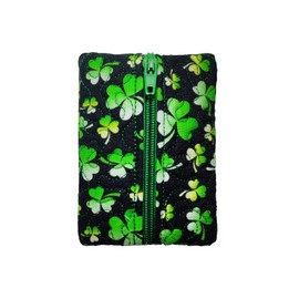Mini Zipper Pouch (Green, Clovers)