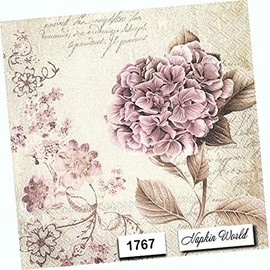 Vintage Hydrangea Flower Paper Napkins Decorative Individual Luncheon Decoupage Party Napkins (Lot of 4 Pcs)