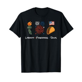 Liberty Fireworks Tacos USA Flag America 4th Of July T-Shirt
