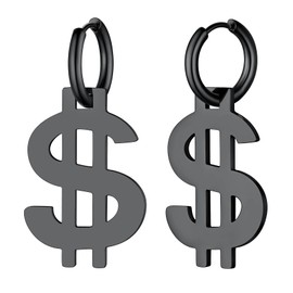 Earrings Pendant Black Man Hoop Earrings Dollar Stainless Steel Jewellery Hip Hop Gothic Biker for Boys