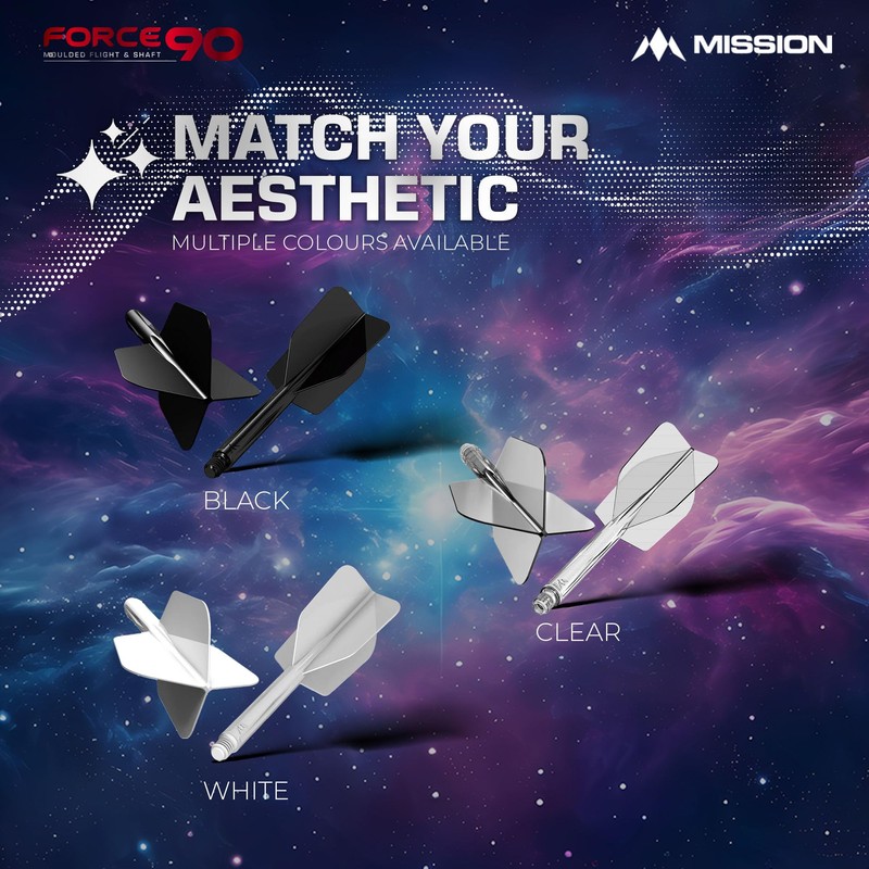 Mission Force 90 Slim White Dart Flights Medium