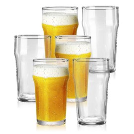 GATWOEST Beer Glasses Set of 6- Easy to Stack & Lead-Free, 20oz Classic British Pint Glasses Large Pub Craft Beer Glass for IPA,Pilsner,Clear Tall Beer Cups Great Beer Gifts for Men-Dishwasher Safe
