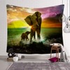 Animal Theme Tapestry Safari Art, Africa Elephant and Baby Playing