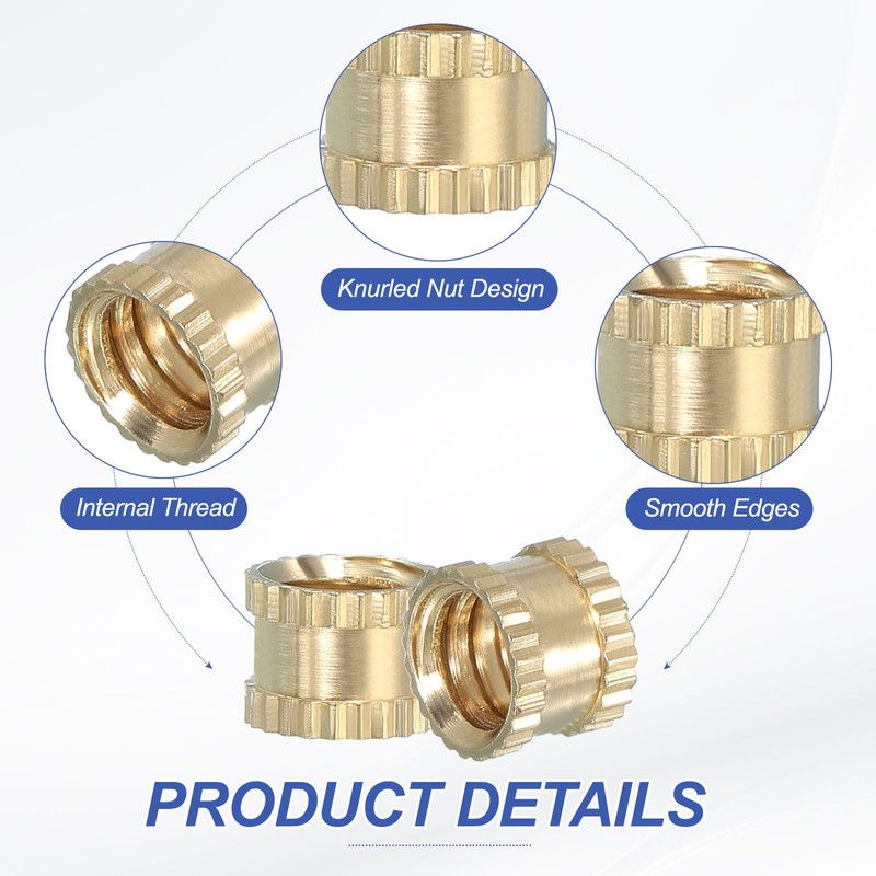 PATIKIL 40 Pcs Threaded Inserts Heat Set, 1/4"-20x6x8mm Female Brass