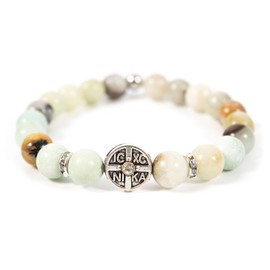 Diveevo IC XC NIKA Handmade Bracelet - Made from Natural Stones - Christian Jewellery for Protection and Inspiration, Stone, Garnet rose quartz Shungite