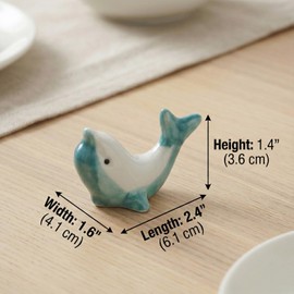 6 Pack Chopstick Rests Ceramic - Cute Dolphin Design, Kitchen Chopstick Holder - Blue Glazed Tableware Accessory