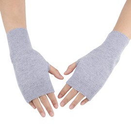 Cashmere Fingerless Gloves, Winter Warm Gloves Grey Fingerless Gloves Women Warm Knitted Gloves Thumb Hole Gloves Fingerless Wrist Gloves Mittens for Women Men Christmas Gifts