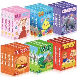 Kids Card Games, Go Fish,Old Maid,Crazy 8s,Memory Match,Slap Jack,War, Cards Game Bulk for Kids Toddlers, Fun Game for Family Game Night Table Games Party Favors, Stocking Stuffers Gifts, 24 Decks