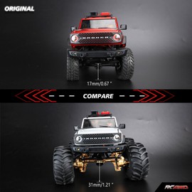 RCAWD Fourth Version Brass SCX24 Front Portal Axles, Wide Axle, Highly Rigid Driveshaft, Thickened Screws for Axial 1/24 SCX24 & AX24 Series Upgrades Parts Gold