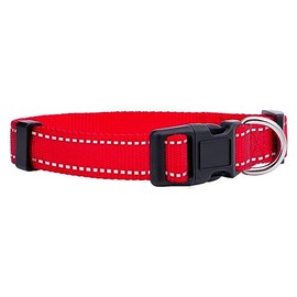 Native Pup Reflective Dog Collar,Bright Glow Colors for Night Safety, Adjustable for Small, Medium, Large pet and Puppies Accessories, Male, Female, boy, Girl, Puppy (Small, Red)
