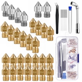 XINKYD 30pcs Nozzles 0.4mm 0.2mm 0.6mm,3D Printer Brass Stainless Steel Hotend Nozzles for Creality Ender 3 V2/Ender 3/Ender 3 Pro/Ender 3 Max/Ender 5 Pro/Ender 3 S1/Ender 3 Neo/CR 10 Series ...