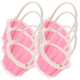 WHAMVOX 6Pcs Mini Plastic Woven Baskets for Easter Egg Decoration Handheld Party Favors Chic Storage for Micro Landscapes and Crafts for Parties