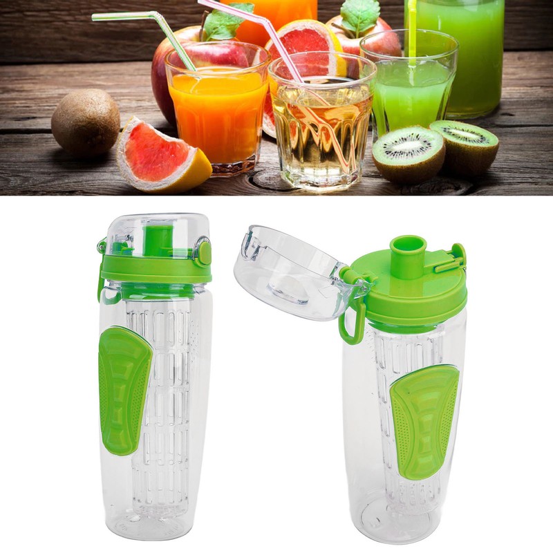 Fruit Infuser Water Bottle Anti Slip Grip Flip Top Lid