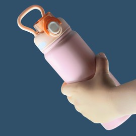 Life growth Water Bottle 23oz with Straw & Portable Carry Handle Lightweight for Sports Gym Hike Travels Office work, Double Walled Insulated Stainless Steel Leakproof, BPA-Free. (Pink)