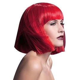 Smiffys Fever Lola Wig, Red Blunt Cut Bob with Fringe, 30cm / 12in, Fever Wigs Fancy Dress, Fever Dress Up Wigs