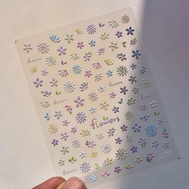 Dedyel Small Daisy Little Wild Flower Nail Stickers 5D Embossed Colorful Flowers Nail Art Stickers Spring Summer Nail Designs Nail Art Decoration for Women Girls Children